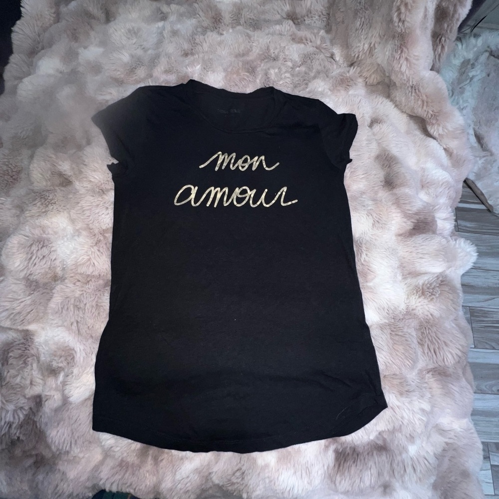 Zadig & Voltaire Skinny Mon Amour Foil Tee Shirt Black - Picture 5 of 13